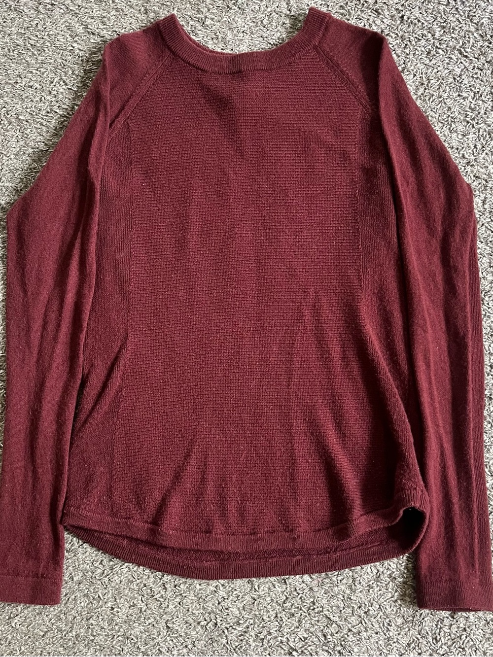 Lululemon Sit In Lotus Merino Wool Sweater Long Sleeve Burgundy Maroon Knit 6